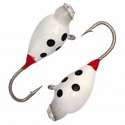 Капля с ушком d 5,0 мм, вес 1,8 гр, обмазка с камнем белая с точками /10 шт/